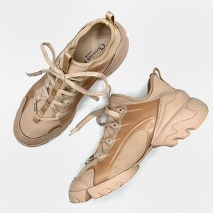 Christian Dior Nude Beige D-Connect Lace Up Sneakers Trainers Shoes